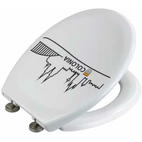 WENKO Abattant WC Avec Frein De Chute, Abattant WC Original Cologne Avec Fixation Inox, Duroplast Antibactérien, 37.5x44.5 Cm, Blanc - Blanc 5 WENKO Abattant WC Avec Frein De Chute, Abattant WC Original Cologne Avec Fixation Inox, Duroplast Antibactérien, 37.5x44.5 Cm, Blanc - Blanc – Image 3