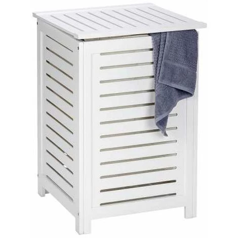 WENKO Coffre à Linge Bois Oslo, Panier à Linge Bois Avec Sac à Linge Sale Amovible, Capacité 56L, Bois, 45x65x45 Cm, Marron 4 WENKO Coffre à Linge Bois Oslo, Panier à Linge Bois Avec Sac à Linge Sale Amovible, Capacité 56L, Bois, 45x65x45 Cm, Marron – Image 2