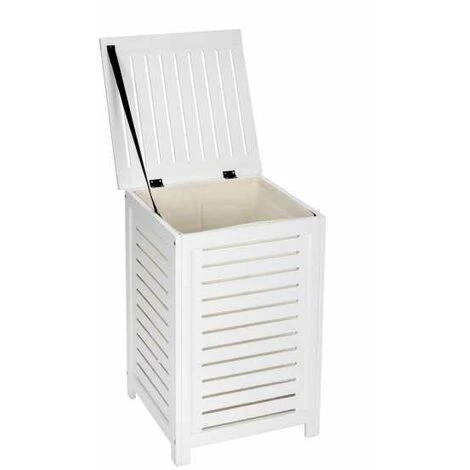 WENKO Coffre à Linge Bois Oslo, Panier à Linge Bois Avec Sac à Linge Sale Amovible, Capacité 56L, Bois, 45x65x45 Cm, Marron 5 WENKO Coffre à Linge Bois Oslo, Panier à Linge Bois Avec Sac à Linge Sale Amovible, Capacité 56L, Bois, 45x65x45 Cm, Marron – Image 3