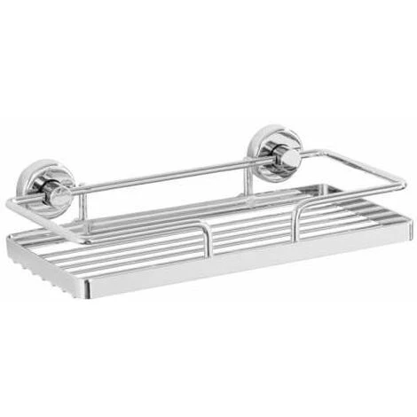 WENKO Etagère Murale Salle De Bain Sion, Panier De Douche Fixation Sans Perçage Power-Loc®, Acier, 26x6x13,5 Cm, Chromé - Chromé 3 WENKO Etagère Murale Salle De Bain Sion, Panier De Douche Fixation Sans Perçage Power-Loc®, Acier, 26x6x13,5 Cm, Chromé - Chromé