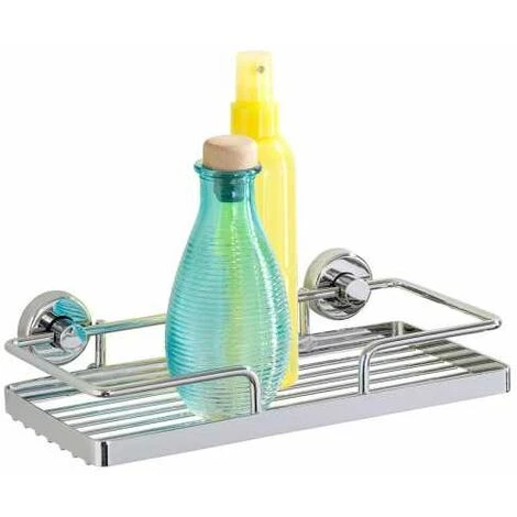 WENKO Etagère Murale Salle De Bain Sion, Panier De Douche Fixation Sans Perçage Power-Loc®, Acier, 26x6x13,5 Cm, Chromé - Chromé 4 WENKO Etagère Murale Salle De Bain Sion, Panier De Douche Fixation Sans Perçage Power-Loc®, Acier, 26x6x13,5 Cm, Chromé - Chromé – Image 2