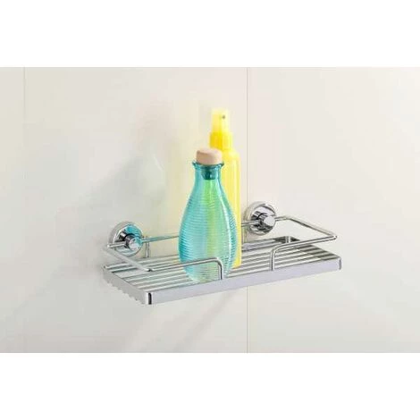 WENKO Etagère Murale Salle De Bain Sion, Panier De Douche Fixation Sans Perçage Power-Loc®, Acier, 26x6x13,5 Cm, Chromé - Chromé 5 WENKO Etagère Murale Salle De Bain Sion, Panier De Douche Fixation Sans Perçage Power-Loc®, Acier, 26x6x13,5 Cm, Chromé - Chromé – Image 3