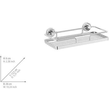 WENKO Etagère Murale Salle De Bain Sion, Panier De Douche Fixation Sans Perçage Power-Loc®, Acier, 26x6x13,5 Cm, Chromé - Chromé 6 WENKO Etagère Murale Salle De Bain Sion, Panier De Douche Fixation Sans Perçage Power-Loc®, Acier, 26x6x13,5 Cm, Chromé - Chromé – Image 4