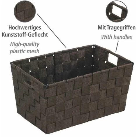 WENKO Panier salle de bain Adria, Rangement Salle De Bain S, Polypropylène, 30x20x15 Cm, marron - Marron 4 WENKO Panier salle de bain Adria, Rangement Salle De Bain S, Polypropylène, 30x20x15 Cm, marron - Marron – Image 2