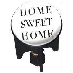 WENKO Bouchon D'évier Pluggy®, Bonde De Lavabo, Home Sweet Home, Laiton, Ø 3,9x6,5 Cm, Multicolore - Multicolore