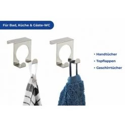 WENKO Crochet Porte Serviette Double à Suspendre, Porte Torchon Cuisine, Acier Inox, 5x5 Cm, Mat - Mat -WENKO Soldes 6580731 3