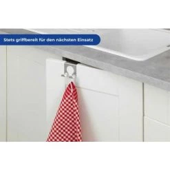 WENKO Crochet Porte Serviette Double à Suspendre, Porte Torchon Cuisine, Acier Inox, 5x5 Cm, Mat - Mat -WENKO Soldes 6580731 5