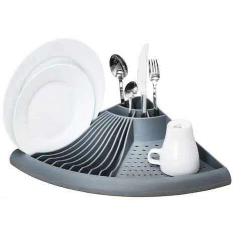 WENKO Égouttoir Vaisselle Plastique, Egouttoir D'angle Gain De Place, Plastique, 50x9x35 Cm, Gris 5 WENKO Égouttoir Vaisselle Plastique, Egouttoir D'angle Gain De Place, Plastique, 50x9x35 Cm, Gris – Image 3