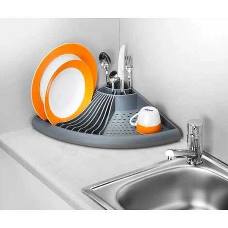WENKO Égouttoir Vaisselle Plastique, Egouttoir D'angle Gain De Place, Plastique, 50x9x35 Cm, Gris 6 WENKO Égouttoir Vaisselle Plastique, Egouttoir D'angle Gain De Place, Plastique, 50x9x35 Cm, Gris – Image 4