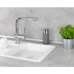 WENKO Distributeur Savon Liquide Silo, Distributeur Liquide Vaisselle, Capacité 250 Ml, Céramique, Ø 6,2x16,5 Cm, Gris - Gris 8 WENKO Distributeur Savon Liquide Silo, Distributeur Liquide Vaisselle, Capacité 250 Ml, Céramique, Ø 6,2x16,5 Cm, Gris - Gris -WENKO Soldes 6580744 3