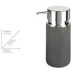 WENKO Distributeur Savon Liquide Silo, Distributeur Liquide Vaisselle, Capacité 250 Ml, Céramique, Ø 6,2x16,5 Cm, Gris - Gris 9 WENKO Distributeur Savon Liquide Silo, Distributeur Liquide Vaisselle, Capacité 250 Ml, Céramique, Ø 6,2x16,5 Cm, Gris - Gris -WENKO Soldes 6580744 4