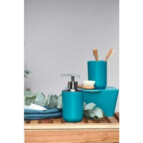 WENKO Gobelet Salle De Bain, Porte Brosse à Dent, Brasil, Plastique PET Incassable, ø7,3 X10,3 Cm, Turquoise - Pétrole 5 WENKO Gobelet Salle De Bain, Porte Brosse à Dent, Brasil, Plastique PET Incassable, ø7,3 X10,3 Cm, Turquoise - Pétrole – Image 3