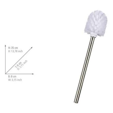 WENKO Brosse WC De Rechange Pour Porte-brosse WC Avec Manche En Acier Inox Brillant, Polypropylène, Ø 8x35 Cm, Blanc - Brillant 4 WENKO Brosse WC De Rechange Pour Porte-brosse WC Avec Manche En Acier Inox Brillant, Polypropylène, Ø 8x35 Cm, Blanc - Brillant – Image 2
