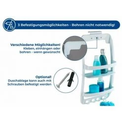 WENKO Etagère De Douche à Suspendre, Panier De Douche à Suspendre, Plastique, 26x54,5x11,5 Cm, Blanc - Blanc 9 WENKO Etagère De Douche à Suspendre, Panier De Douche à Suspendre, Plastique, 26x54,5x11,5 Cm, Blanc - Blanc -WENKO Soldes 6580779 3