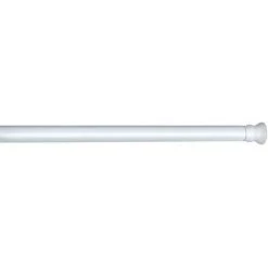 WENKO Barre De Douche Extensible Ajustable En Longueur, Tringle Rideau De Douche Télescopique Fixation Sans Perçage Par Torsion, Aluminium Inoxydable - Plastique, Ø 28 Mm X 110 - 245 Cm, Blanc