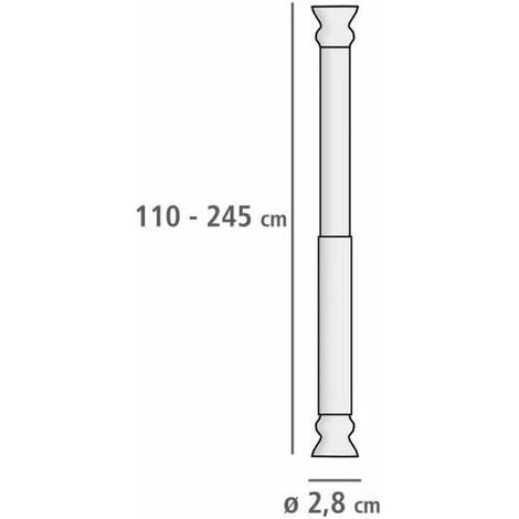 WENKO Barre De Douche Extensible Ajustable En Longueur, Tringle Rideau De Douche Télescopique Fixation Sans Perçage Par Torsion, Aluminium Inoxydable - Plastique, Ø 28 Mm X 110 - 245 Cm, Blanc 6 WENKO Barre De Douche Extensible Ajustable En Longueur, Tringle Rideau De Douche Télescopique Fixation Sans Perçage Par Torsion, Aluminium Inoxydable - Plastique, Ø 28 Mm X 110 - 245 Cm, Blanc – Image 4