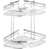 WENKO Etagère D'angle De Douche Premium, 2 Paniers De Douche D'angle, Fixation Murale Sans Perçage Avec Adaptateur Non Fourni, Acier Inox, 26,5x27,5x19 Cm, Chromé - Brillant