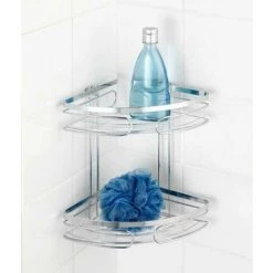 WENKO Etagère D'angle De Douche Premium, 2 Paniers De Douche D'angle, Fixation Murale Sans Perçage Avec Adaptateur Non Fourni, Acier Inox, 26,5x27,5x19 Cm, Chromé - Brillant 9 WENKO Etagère D'angle De Douche Premium, 2 Paniers De Douche D'angle, Fixation Murale Sans Perçage Avec Adaptateur Non Fourni, Acier Inox, 26,5x27,5x19 Cm, Chromé - Brillant -WENKO Soldes 6580783 3