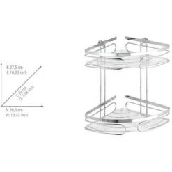 WENKO Etagère D'angle De Douche Premium, 2 Paniers De Douche D'angle, Fixation Murale Sans Perçage Avec Adaptateur Non Fourni, Acier Inox, 26,5x27,5x19 Cm, Chromé - Brillant 11 WENKO Etagère D'angle De Douche Premium, 2 Paniers De Douche D'angle, Fixation Murale Sans Perçage Avec Adaptateur Non Fourni, Acier Inox, 26,5x27,5x19 Cm, Chromé - Brillant -WENKO Soldes 6580783 5