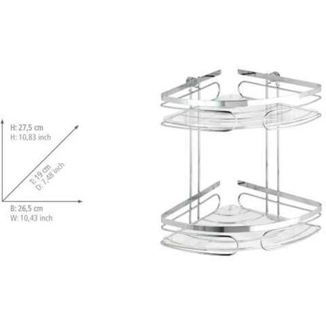 WENKO Etagère D'angle De Douche Premium, 2 Paniers De Douche D'angle, Fixation Murale Sans Perçage Avec Adaptateur Non Fourni, Acier Inox, 26,5x27,5x19 Cm, Chromé - Brillant 7 WENKO Etagère D'angle De Douche Premium, 2 Paniers De Douche D'angle, Fixation Murale Sans Perçage Avec Adaptateur Non Fourni, Acier Inox, 26,5x27,5x19 Cm, Chromé - Brillant – Image 5