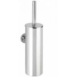 WENKO Brosse WC Murale, Design Fermé, Brosse WC Noire, Bosio Shine, Acier Inox, 9x40,5x13 Cm, Brillant - Brillant