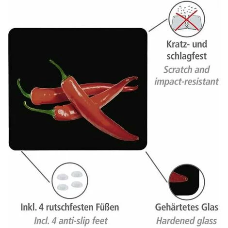 WENKO Fond De Hotte, Crédence Cuisine En Verre, "Hot Peperoni", Verre Trempé, 50x56 Cm, Multicolore 4 WENKO Fond De Hotte, Crédence Cuisine En Verre, "Hot Peperoni", Verre Trempé, 50x56 Cm, Multicolore – Image 2