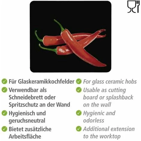 WENKO Fond De Hotte, Crédence Cuisine En Verre, "Hot Peperoni", Verre Trempé, 50x56 Cm, Multicolore 5 WENKO Fond De Hotte, Crédence Cuisine En Verre, "Hot Peperoni", Verre Trempé, 50x56 Cm, Multicolore – Image 3