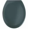 WENKO Abattant WC Avec Frein De Chute Premium Ottana Gris Foncé, Abattant WC Clipsable Avec Fixation En Acier Inox, Fix-Clip, Duroplast, 37.5 X 44.5 Cm, Gris Foncé - Gris - Gris Foncé