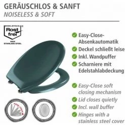 WENKO Abattant WC Avec Frein De Chute Premium Ottana Gris Foncé, Abattant WC Clipsable Avec Fixation En Acier Inox, Fix-Clip, Duroplast, 37.5 X 44.5 Cm, Gris Foncé - Gris - Gris Foncé -WENKO Soldes 6580795 3