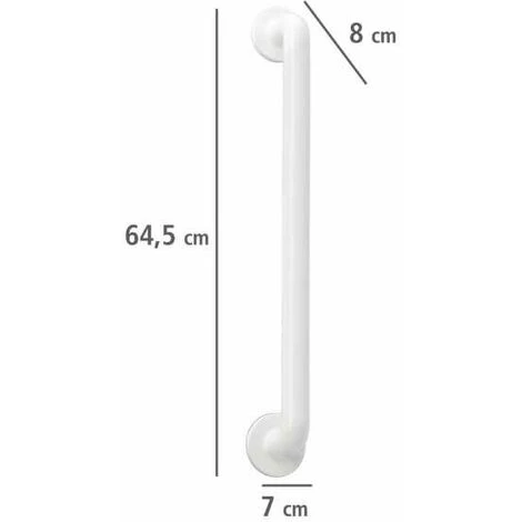 WENKO Poignée De Sécurité Murale Secura 64 Cm, Barre D'appui Salle De Bain Et WC, Fixation Sans Perçage, Aluminium, 64,5x7x8 Cm, Blanc 5 WENKO Poignée De Sécurité Murale Secura 64 Cm, Barre D'appui Salle De Bain Et WC, Fixation Sans Perçage, Aluminium, 64,5x7x8 Cm, Blanc – Image 3