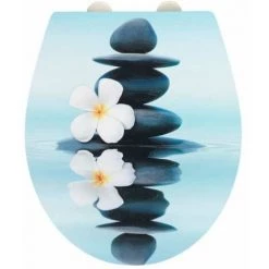 WENKO Abattant WC Original Surface Relief Saguna, Abattant WC Avec Frein De Chute "easy Close", Fixation Acier Inox"fix Clip", Thermoplastique, 36,5x45 Cm, Multicolore