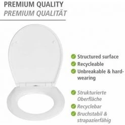 WENKO Abattant WC Original Surface Relief Saguna, Abattant WC Avec Frein De Chute "easy Close", Fixation Acier Inox"fix Clip", Thermoplastique, 36,5x45 Cm, Multicolore -WENKO Soldes 65846193 4