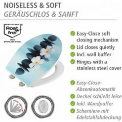 WENKO Abattant WC Original Surface Relief Saguna, Abattant WC Avec Frein De Chute "easy Close", Fixation Acier Inox"fix Clip", Thermoplastique, 36,5x45 Cm, Multicolore -WENKO Soldes 65846193 5