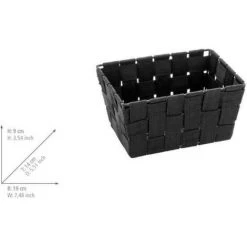 WENKO Panier salle de bain Adria Mini, rangement Salle De Bain, Long, Polypropylène, 19x9x14 Cm, Noir - Noir -WENKO Soldes 6595351 3