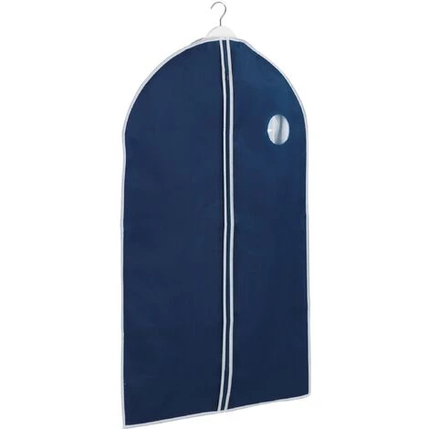 WENKO Housse De Vêtements Air, Housse Pour Costume Avec Fermeture éclair - Fenêtre Transparente Et Ouverture Pour Cintre, Polyester, 150x60 Cm, Bleu Foncé - Bleu 3 WENKO Housse De Vêtements Air, Housse Pour Costume Avec Fermeture éclair - Fenêtre Transparente Et Ouverture Pour Cintre, Polyester, 150x60 Cm, Bleu Foncé - Bleu