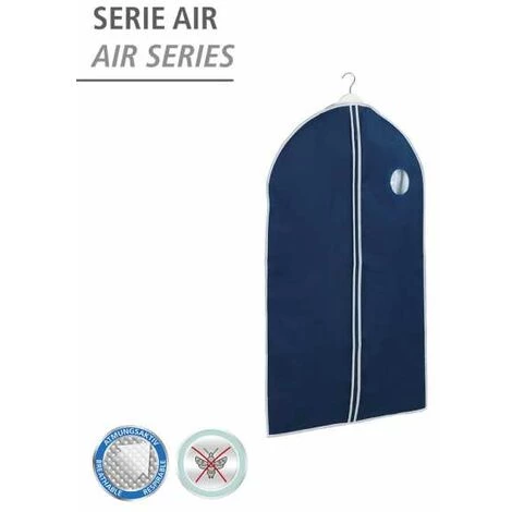 WENKO Housse De Vêtements Air, Housse Pour Costume Avec Fermeture éclair - Fenêtre Transparente Et Ouverture Pour Cintre, Polyester, 150x60 Cm, Bleu Foncé - Bleu 4 WENKO Housse De Vêtements Air, Housse Pour Costume Avec Fermeture éclair - Fenêtre Transparente Et Ouverture Pour Cintre, Polyester, 150x60 Cm, Bleu Foncé - Bleu – Image 2