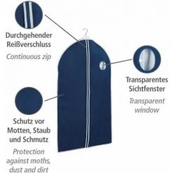WENKO Housse De Vêtements Air, Housse Pour Costume Avec Fermeture éclair - Fenêtre Transparente Et Ouverture Pour Cintre, Polyester, 150x60 Cm, Bleu Foncé - Bleu 9 WENKO Housse De Vêtements Air, Housse Pour Costume Avec Fermeture éclair - Fenêtre Transparente Et Ouverture Pour Cintre, Polyester, 150x60 Cm, Bleu Foncé - Bleu -WENKO Soldes 6595352 3