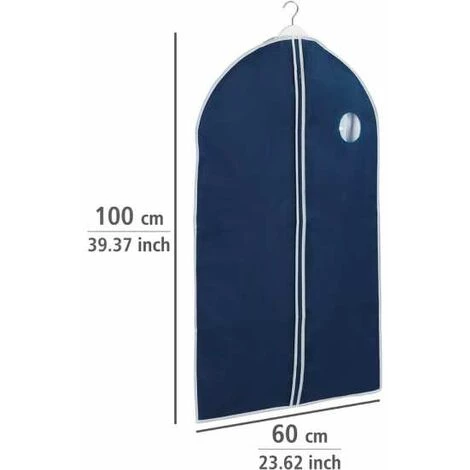 WENKO Housse De Vêtements Air, Housse Pour Costume Avec Fermeture éclair - Fenêtre Transparente Et Ouverture Pour Cintre, Polyester, 150x60 Cm, Bleu Foncé - Bleu 7 WENKO Housse De Vêtements Air, Housse Pour Costume Avec Fermeture éclair - Fenêtre Transparente Et Ouverture Pour Cintre, Polyester, 150x60 Cm, Bleu Foncé - Bleu – Image 5