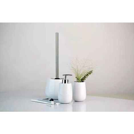 WENKO Porte Brosse WC Malta, Brosse WC Silicone Noire, Céramique, Ø 13,6x39 Cm, Blanc 4 WENKO Porte Brosse WC Malta, Brosse WC Silicone Noire, Céramique, Ø 13,6x39 Cm, Blanc – Image 2
