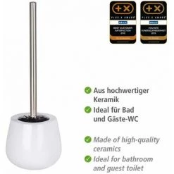 WENKO Porte Brosse WC Malta, Brosse WC Silicone Noire, Céramique, Ø 13,6x39 Cm, Blanc 10 WENKO Porte Brosse WC Malta, Brosse WC Silicone Noire, Céramique, Ø 13,6x39 Cm, Blanc -WENKO Soldes 6595367 4