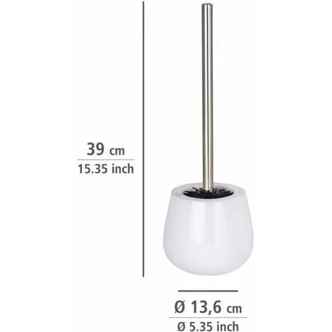 WENKO Porte Brosse WC Malta, Brosse WC Silicone Noire, Céramique, Ø 13,6x39 Cm, Blanc 7 WENKO Porte Brosse WC Malta, Brosse WC Silicone Noire, Céramique, Ø 13,6x39 Cm, Blanc – Image 5