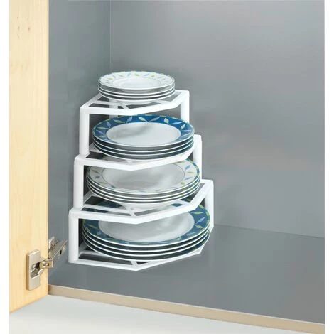 WENKO Porte-assiettes D'angle, Organisation Placard Cuisine - Blanc 3 WENKO Porte-assiettes D'angle, Organisation Placard Cuisine - Blanc