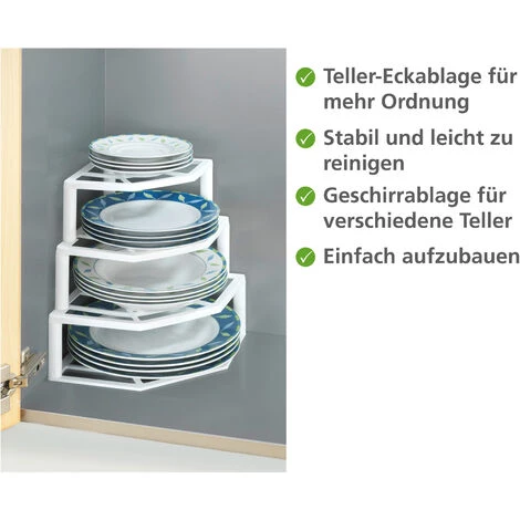 WENKO Porte-assiettes D'angle, Organisation Placard Cuisine - Blanc 4 WENKO Porte-assiettes D'angle, Organisation Placard Cuisine - Blanc – Image 2