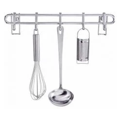 WENKO Barre De Crédence Cuisine Style Porte Ustensiles De Cuisine Mural Avec 5 Crochets En Acier Inox, Métal, 40x6,5x3 Cm, Argent - Argent Brillant 9 WENKO Barre De Crédence Cuisine Style Porte Ustensiles De Cuisine Mural Avec 5 Crochets En Acier Inox, Métal, 40x6,5x3 Cm, Argent - Argent Brillant -WENKO Soldes 6595369 3
