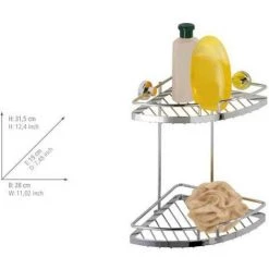 WENKO Etagère D'angle Douche Murale 2 Niveaux, Power-Loc® Panier De Douche Fixation Sans Perçage, Sion, Acier, 28x31,5x19 Cm, Brillant - Chromé 11 WENKO Etagère D'angle Douche Murale 2 Niveaux, Power-Loc® Panier De Douche Fixation Sans Perçage, Sion, Acier, 28x31,5x19 Cm, Brillant - Chromé -WENKO Soldes 6600192 5