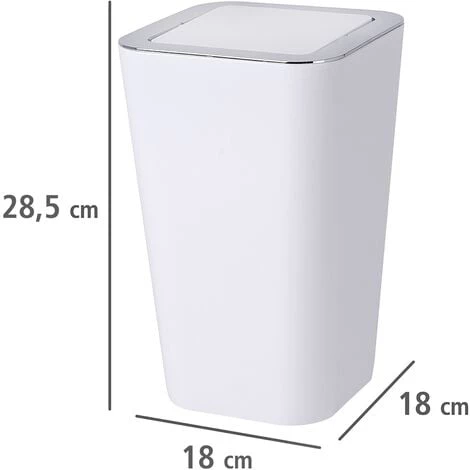 WENKO Poubelle Salle De Bain, Poubelle à Couvercle Basculant, Candy, Plastique, 6L, 18x28,5x18 Cm, Blanc - Blanc 5 WENKO Poubelle Salle De Bain, Poubelle à Couvercle Basculant, Candy, Plastique, 6L, 18x28,5x18 Cm, Blanc - Blanc – Image 3