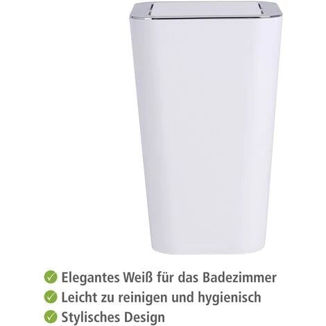 WENKO Poubelle Salle De Bain, Poubelle à Couvercle Basculant, Candy, Plastique, 6L, 18x28,5x18 Cm, Blanc - Blanc 7 WENKO Poubelle Salle De Bain, Poubelle à Couvercle Basculant, Candy, Plastique, 6L, 18x28,5x18 Cm, Blanc - Blanc – Image 5