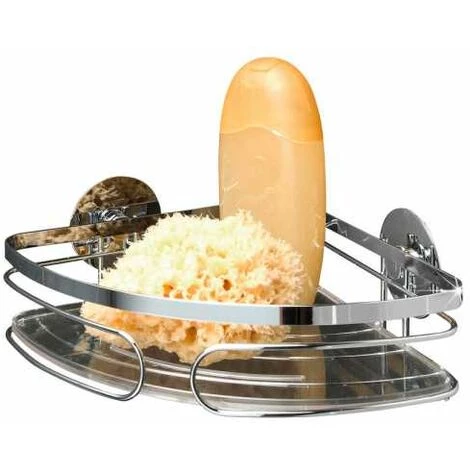 WENKO Etagère D'angle De Douche Classic, Panier De Douche D'angle, Fixation Murale Sans Perçage Turbo Fix, Acier Inox, 26,5x6x19,5 Cm, Brillant - Brillant 3 WENKO Etagère D'angle De Douche Classic, Panier De Douche D'angle, Fixation Murale Sans Perçage Turbo Fix, Acier Inox, 26,5x6x19,5 Cm, Brillant - Brillant