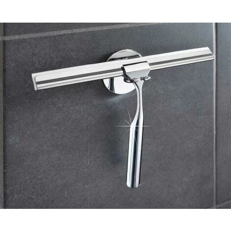 WENKO Raclette De Douche, Raclette Salle De Bain Turbo Fix Fixation Sans Perçage, Acier Inox, 24,5x17x5 Cm, Brillant 4 WENKO Raclette De Douche, Raclette Salle De Bain Turbo Fix Fixation Sans Perçage, Acier Inox, 24,5x17x5 Cm, Brillant – Image 2