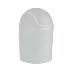 WENKO Poubelle Salle De Bain, Mini Poubelle Avec Couvercle Basculant, Arktis, Capacité 1.5L, Plastique, Ø 13,5x20 Cm, Blanc Givré - Blanc